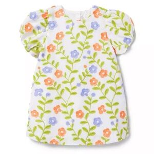 Janie and Jack Floral Kids Dress - White, Green, Pink, Purple